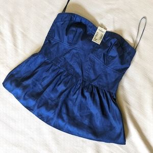 American Eagle Fitted Strapless Navy Blouse